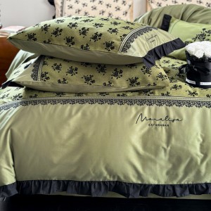 French style long staple cotton bed sheet embroidery 4 pcs home textiles bedding set