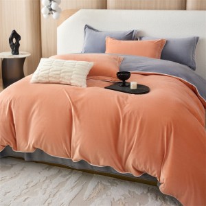 Orange Pillow Cover Exquisite Comforter Set Baby Fleece Velvet Fitted Sheet Bedding Set