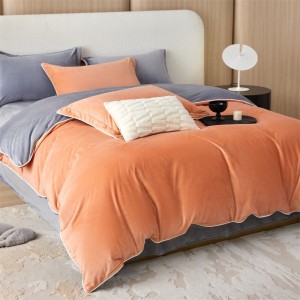 Orange Pillow Cover Exquisite Comforter Set Baby Fleece Velvet Fitted Sheet Bedding Set