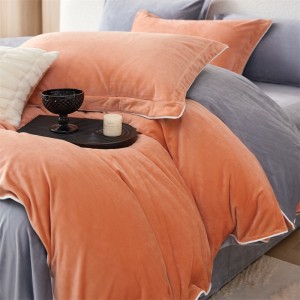 Orange Pillow Cover Exquisite Comforter Set Baby Fleece Velvet Fitted Sheet Bedding Set