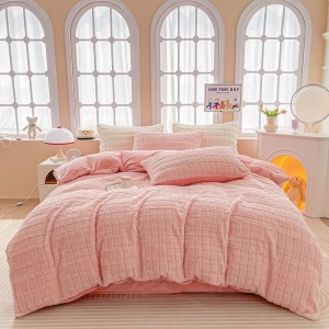 Pink Pillow Cover High Grade Comforter Set Mink Velvet Fitted Sheet Bedding Set