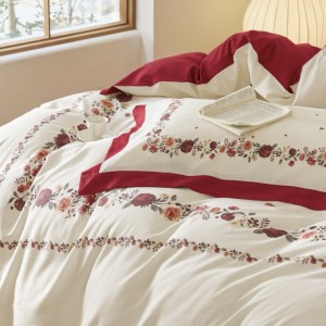 Pure cotton high-grade red exquisite French digital printing four-piece bedding set