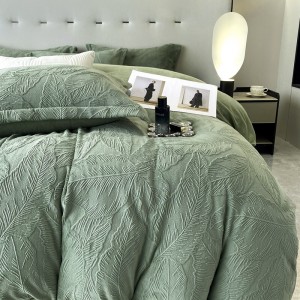 Green Pillowcase Milk Fleece Duvet Cover Exquisite Bed Sheet Solid Color Bedding Set