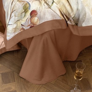 High quality Tencel cotton digital printed wide-edge quilt cover brown bedding set