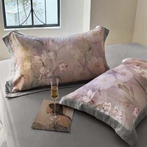 High grade digital printing queen/king duvet cover blue purple cotton bedding set