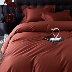 New simple red 100S long-staple cotton hot diamond craft high-end four-piece lace bedding set