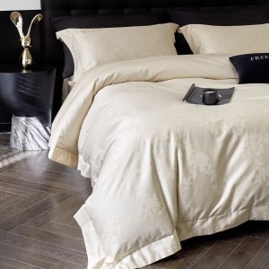 Creamy white 100S long-staple cotton high class jacquard embroidery luxury bedding set