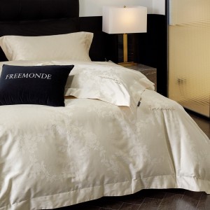 Creamy white 100S long-staple cotton high class jacquard embroidery luxury bedding set