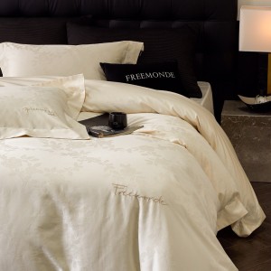 Creamy white 100S long-staple cotton high class jacquard embroidery luxury bedding set