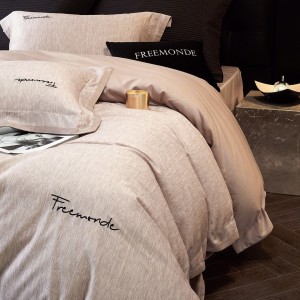 High-end soft 80 super fine denier Tencel cotton brushed texture nude feel 4 pcs high precision embroidery bedding set