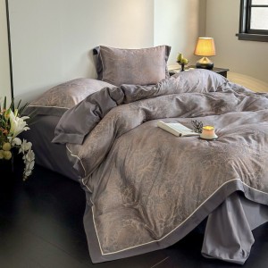 New Tencel cotton brushed wide edge digital printing high-grade dark pattern 4pcs bedding set