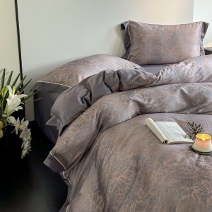 New Tencel cotton brushed wide edge digital printing high-grade dark pattern 4pcs bedding set