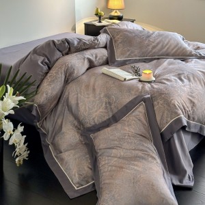 New Tencel cotton brushed wide edge digital printing high-grade dark pattern 4pcs bedding set