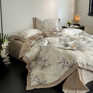 Tencel cotton brushed bed sheet four-piece set ultra-soft quilt cover digital printing high class bedding set