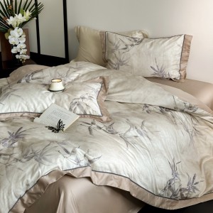 Tencel cotton brushed bed sheet four-piece set ultra-soft quilt cover digital printing high class bedding set