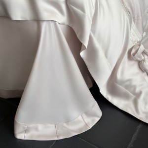 High quality embroidery home textiles white lyocell cotton bed sheet jacquard bedding set wholesaler