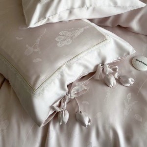 High quality embroidery home textiles white lyocell cotton bed sheet jacquard bedding set wholesaler