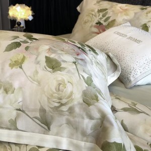 Pastoral style lyocell cotton home textiles plant digital printing duvet cover pink bedding set wholesaler