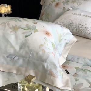 High quality 4pcs lyocell cotton plant digital printing duvet cover queen king home textiles patchwork bedding set supplier