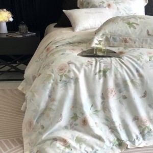 High quality 4pcs lyocell cotton plant digital printing duvet cover queen king home textiles patchwork bedding set supplier