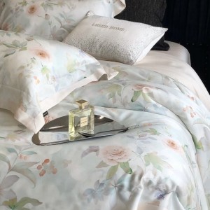 High quality 4pcs lyocell cotton plant digital printing duvet cover queen king home textiles patchwork bedding set supplier