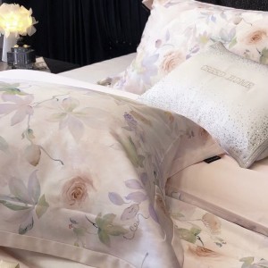 High quality 4pcs lyocell cotton plant digital printing duvet cover queen king home textiles patchwork bedding set supplier