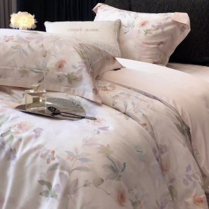 High quality 4pcs lyocell cotton plant digital printing duvet cover queen king home textiles patchwork bedding set supplier