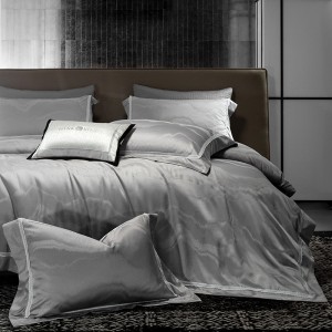 Spring and summer new Jacquard 100% Egyptian long staple cotton grey high-end bedding set