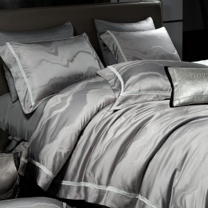 Spring and summer new Jacquard 100% Egyptian long staple cotton grey high-end bedding set