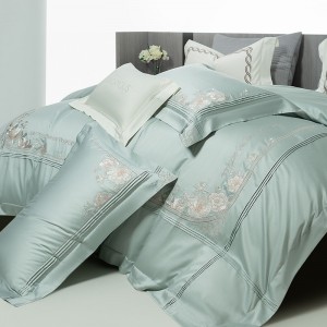 Light luxury 100-count long-staple cotton high-quality home textile green four pieces bedding set