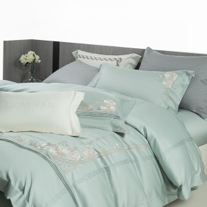 Light luxury 100-count long-staple cotton high-quality home textile green four pieces bedding set