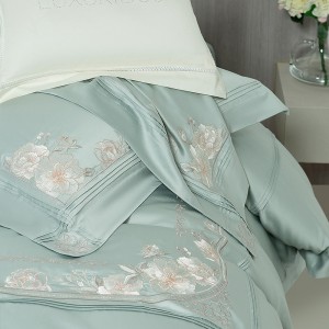 Light luxury 100-count long-staple cotton high-quality home textile green four pieces bedding set