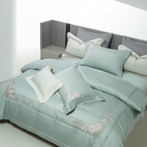 Light luxury 100-count long-staple cotton high-quality home textile green four pieces bedding set