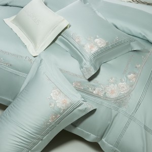 Light luxury 100-count long-staple cotton high-quality home textile green four pieces bedding set