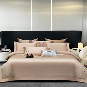 Premium home textile 100s long-staple cotton light brown embroidery bedding set