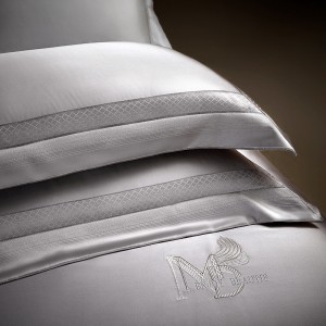 Super soft silk damask ab version long-staple cotton fashionable embroidery custom jacquard four-piece grey bedding set