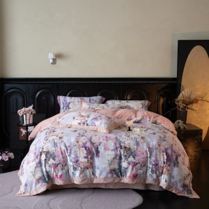 240g high-weight premium milk velvet 4pcs purple floral digital printed quilt cover pillowcases bedding set