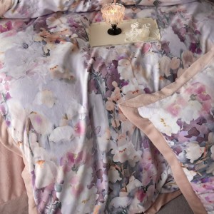 240g high-weight premium milk velvet 4pcs purple floral digital printed quilt cover pillowcases bedding set