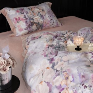 240g high-weight premium milk velvet 4pcs purple floral digital printed quilt cover pillowcases bedding set