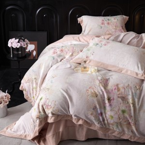 Hot sale autumn and winter 240g milk velvet Korean style floral digital printing anti-static corner pink bedding set