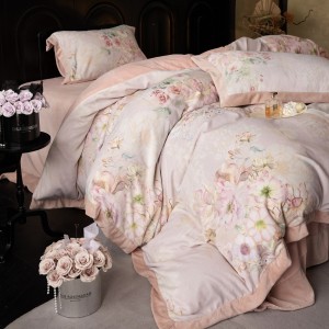 Hot sale autumn and winter 240g milk velvet Korean style floral digital printing anti-static corner pink bedding set