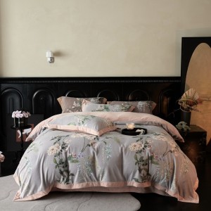 Premium winter 240g milk velvet digital printing grey duvet cover pink flat sheet bedding set