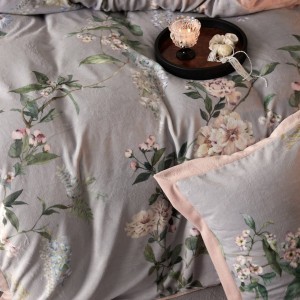 Premium winter 240g milk velvet digital printing grey duvet cover pink flat sheet bedding set