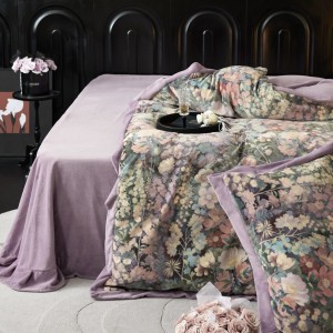 French digital painting winter warm high-weight milk velvet purple four-piece bedding set