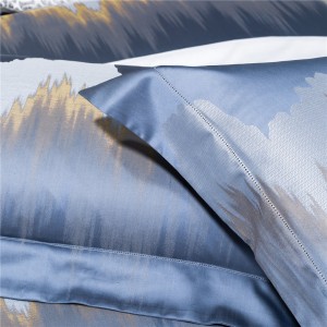 Jacquard Pillow Sham Pure Cotton Bed Sheets Blue Style Comforter Set Luxury Duvet Cover