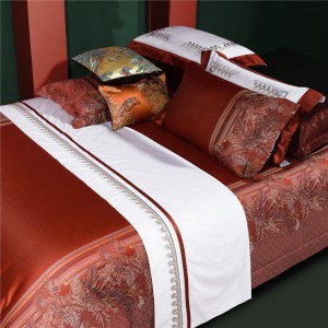 Jacquard Comforter Set Red Bed Linen Sheets Pure Cotton Pillow Sham Luxury Duvet Cover