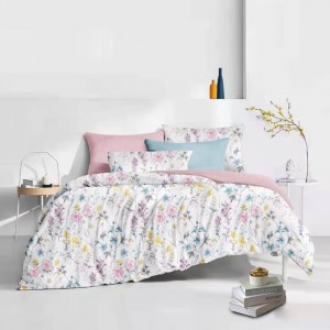 White Printing Microfiber Pillowcase Polyester Bed Sheets Home Textile Duvet Cover Set