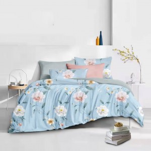 White Printing Microfiber Pillowcase Polyester Bed Sheets Home Textile Duvet Cover Set