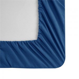 Navy Blue Simple Style Plain Solid Color Pillowcase Sanding Home Polyester Bed Fitted Bed Sheets