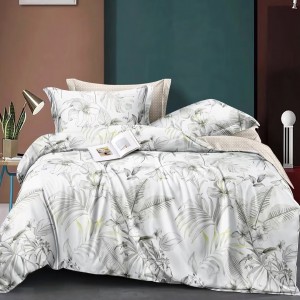 Grey Polyester Bed Sheets Printing Pillow Sham Home Textile Hotel-Grade Duvet Cover Set